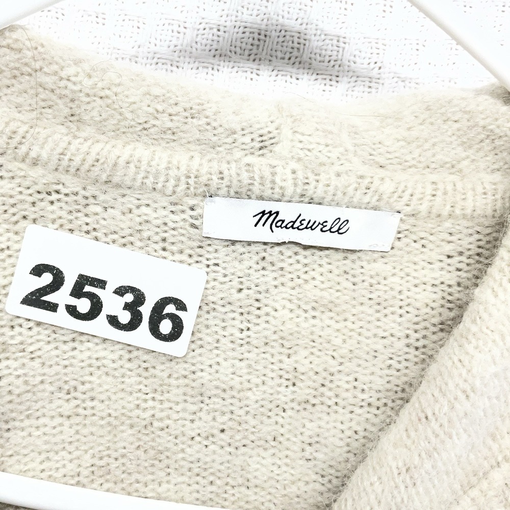 Madewell Womens Sweater Size Medium M‎ Wilmington Hoodie Oatmeal/Off White - Picture 4 of 12